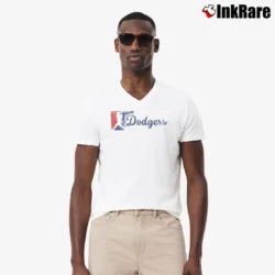 Men’s los angeles dodgers baseball logo vintage for MLB Fans V-Neck Tee in white | Sharp, Breathable, Everyday Staple