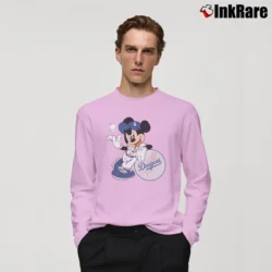 Men’s Los Angeles Dodgers Mickey Mouse MLB Champions Long-Sleeve Shirt in light pink | Sleek, Lightweight, Year-Round Wear