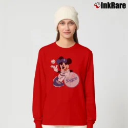 Women’s Los Angeles Dodgers Mickey Mouse MLB Champions Long-Sleeve Top in red | Sleek, Versatile, All-Season
