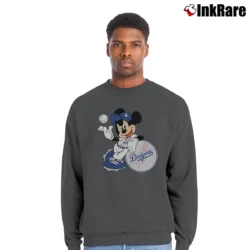 Men’s Los Angeles Dodgers Mickey Mouse MLB Champions Crewneck Sweatshirt in charcoal | Cozy Fabric, Clean Style