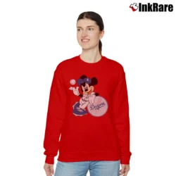 Women’s Los Angeles Dodgers Mickey Mouse MLB Champions Relaxed Sweatshirt in red | Soft, Laid-Back Vibe