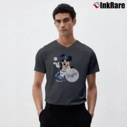 Men’s Los Angeles Dodgers Mickey Mouse MLB Champions V-Neck Tee in charcoal | Sharp, Breathable, Everyday Staple