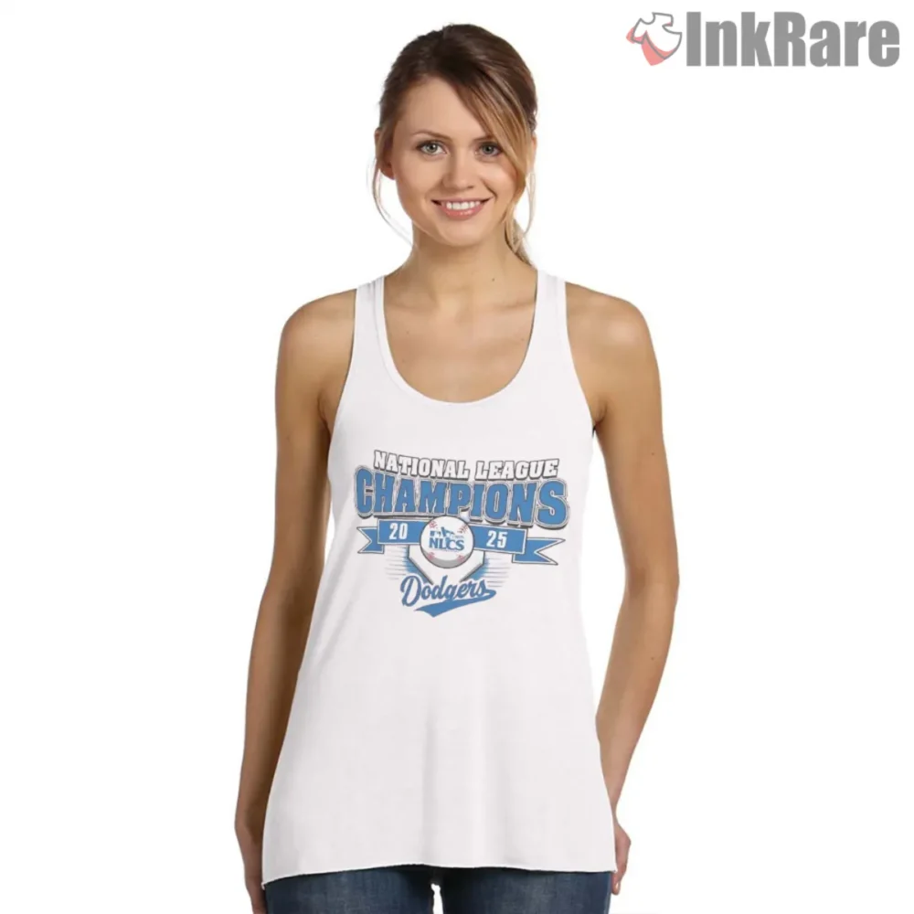Los Angeles Dodgers National League Champions 2025 Shirt tank top in white for fans
