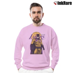 Men’s Los Angeles Lakers Batman Superhero Crossover Crewneck Sweatshirt in light pink | Cozy Fabric, Clean Style