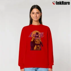 Women’s Los Angeles Lakers Batman Superhero Crossover Relaxed Sweatshirt in red | Soft, Laid-Back Vibe