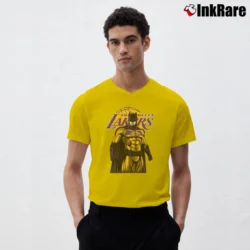 Men’s Los Angeles Lakers Batman Superhero Crossover V-Neck Tee in yellow | Sharp, Breathable, Everyday Staple