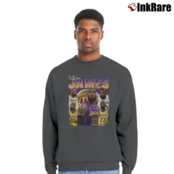 Men’s Los Angeles Lakers LeBron James Crewneck Sweatshirt in charcoal | Cozy Fabric, Clean Style