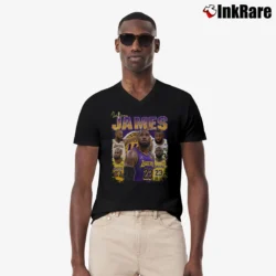 Men’s Los Angeles Lakers LeBron James V-Neck Tee in black | Sharp, Breathable, Everyday Staple