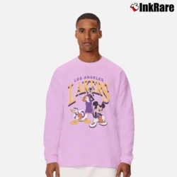 Men’s Los Angeles Lakers Mickey Donald Goofy NBA Basketball Long-Sleeve Shirt in light pink | Sleek, Lightweight, Year-Round Wear