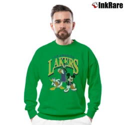 Men’s Los Angeles Lakers Mickey Donald Goofy NBA Basketball Crewneck Sweatshirt in irish green | Cozy Fabric, Clean Style
