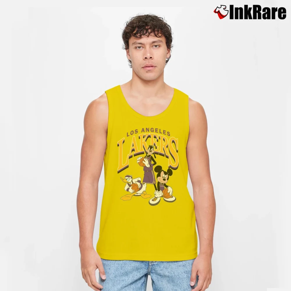 Men’s Los Angeles Lakers Mickey Donald Goofy NBA Basketball Tank Top in yellow | Breathable, Active-Friendly Design