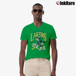 Men’s Los Angeles Lakers Mickey Donald Goofy NBA Basketball V-Neck Tee in irish green | Sharp, Breathable, Everyday Staple