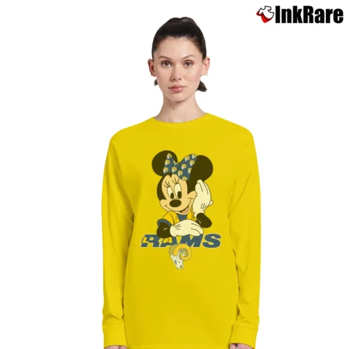Los Angeles Rams American Football Team Mimi Mouse Walt Disney Women’s Long-Sleeve Top in yellow – Effortless Layer Women’s Los Angeles Rams American Football Team Mimi Mouse Walt Disney Long-Sleeve Top in yellow | Sleek, Versatile, All-Season