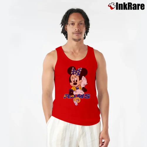 Los Angeles Rams American Football Team Mimi Mouse Walt Disney Men’s Performance Tank in red – Lightweight Comfort Men’s Los Angeles Rams American Football Team Mimi Mouse Walt Disney Tank Top in red | Breathable, Active-Friendly Design