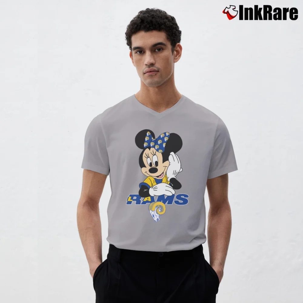 Men’s Los Angeles Rams American Football Team Mimi Mouse Walt Disney V-Neck Tee in sport grey | Sharp, Breathable, Everyday Staple