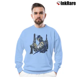 Men’s Los Angeles Rams Boba Fett Star Wars Football Crewneck Sweatshirt in light blue | Cozy Fabric, Clean Style