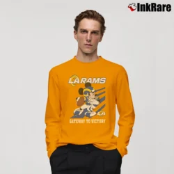 Men’s Los Angeles Rams Football Team Mickey Mouse Long-Sleeve Shirt in orange | Sleek, Lightweight, Year-Round Wear