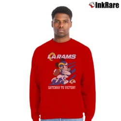 Men’s Los Angeles Rams Football Team Mickey Mouse Crewneck Sweatshirt in red | Cozy Fabric, Clean Style