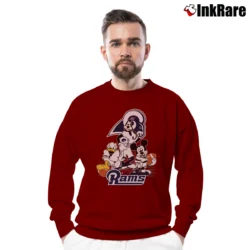 Men’s Los Angeles Rams Mickey Mouse Super Bowl Crewneck Sweatshirt in maroon | Cozy Fabric, Clean Style