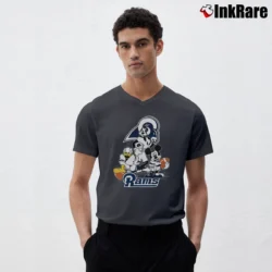 Men’s Los Angeles Rams Mickey Mouse Super Bowl V-Neck Tee in charcoal | Sharp, Breathable, Everyday Staple