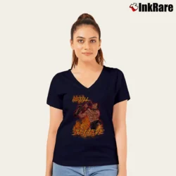 Women’s Lost Boys Saxophone Guy I Still Believe V-Neck Tee in navy | Chic Neckline, Soft Texture