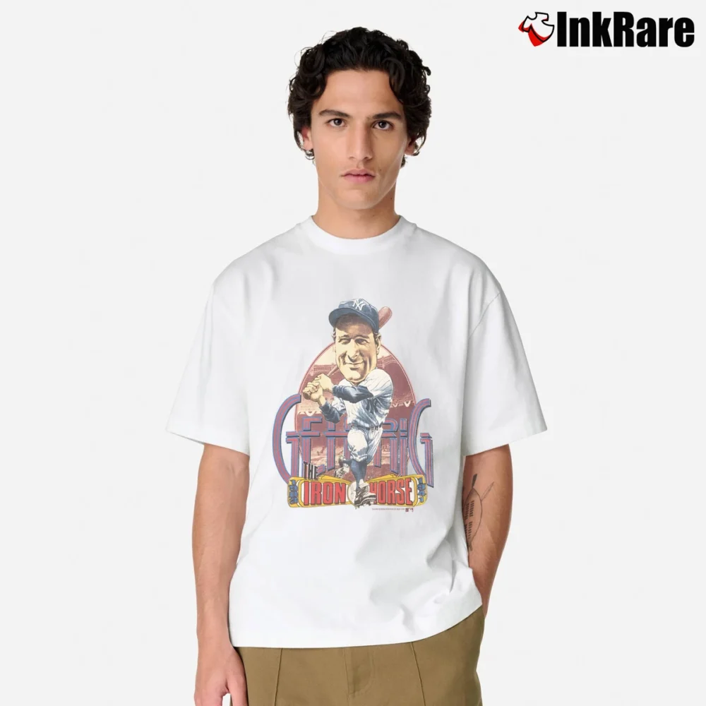 Men’s Lou Gehrig Yankees Caricature Babe Ruth Mickey Mantle Classic T-Shirt in white | Soft, Breathable Everyday Wear