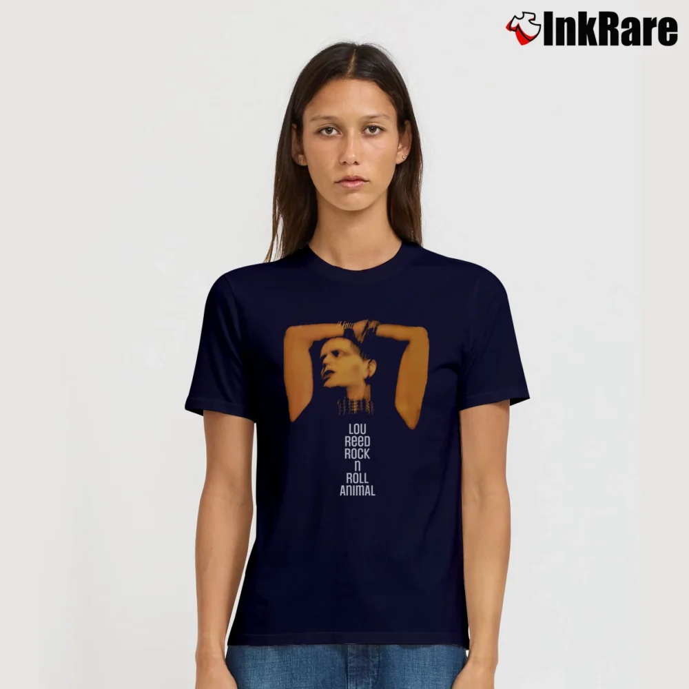 Women’s Lou Reed Rock n Roll Animal Music Signature T-Shirt in navy | Soft, Flattering Fit