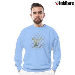 Men’s Louis Vuitton Logo Print Fashion Crewneck Sweatshirt in light blue | Cozy Fabric, Clean Style