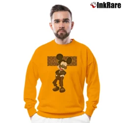 Men’s Louis Vuitton Mickey Mouse Fashion Crewneck Sweatshirt in orange | Cozy Fabric, Clean Style