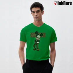 Men’s Louis Vuitton Mickey Mouse Fashion V-Neck Tee in irish green | Sharp, Breathable, Everyday Staple