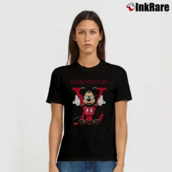 Women’s Louis Vuitton Mickey Mouse Logo Fashion Signature T-Shirt in black | Soft, Flattering Fit