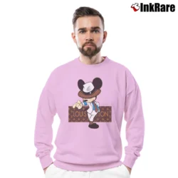 Men’s Louis Vuitton Mickey Mouse Crewneck Sweatshirt in light pink | Cozy Fabric, Clean Style