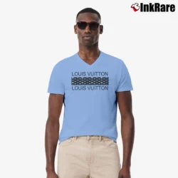 Men’s Louis Vuitton Pattern Logo V-Neck Tee in light blue | Sharp, Breathable, Everyday Staple