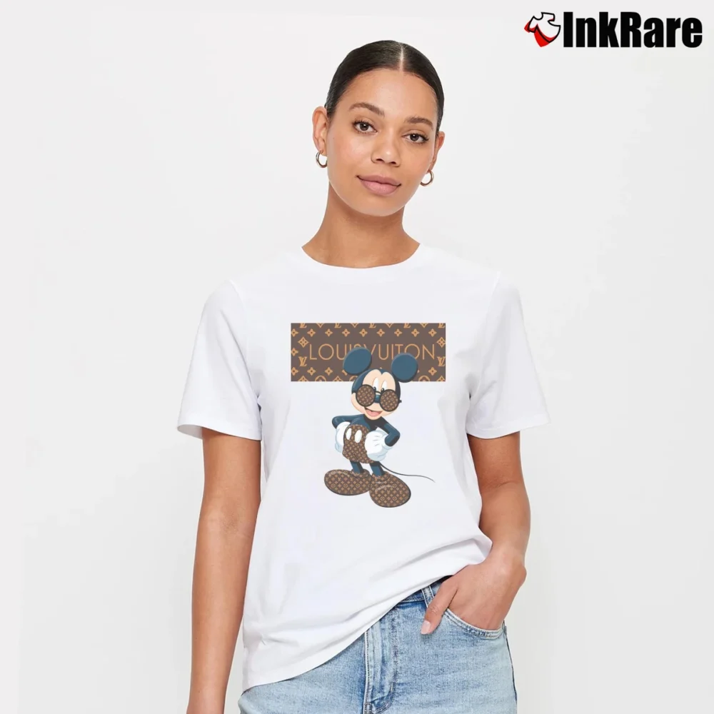 Women’s Louis Vuitton Stripe Mickey Mouse Signature T-Shirt in white | Soft, Flattering Fit