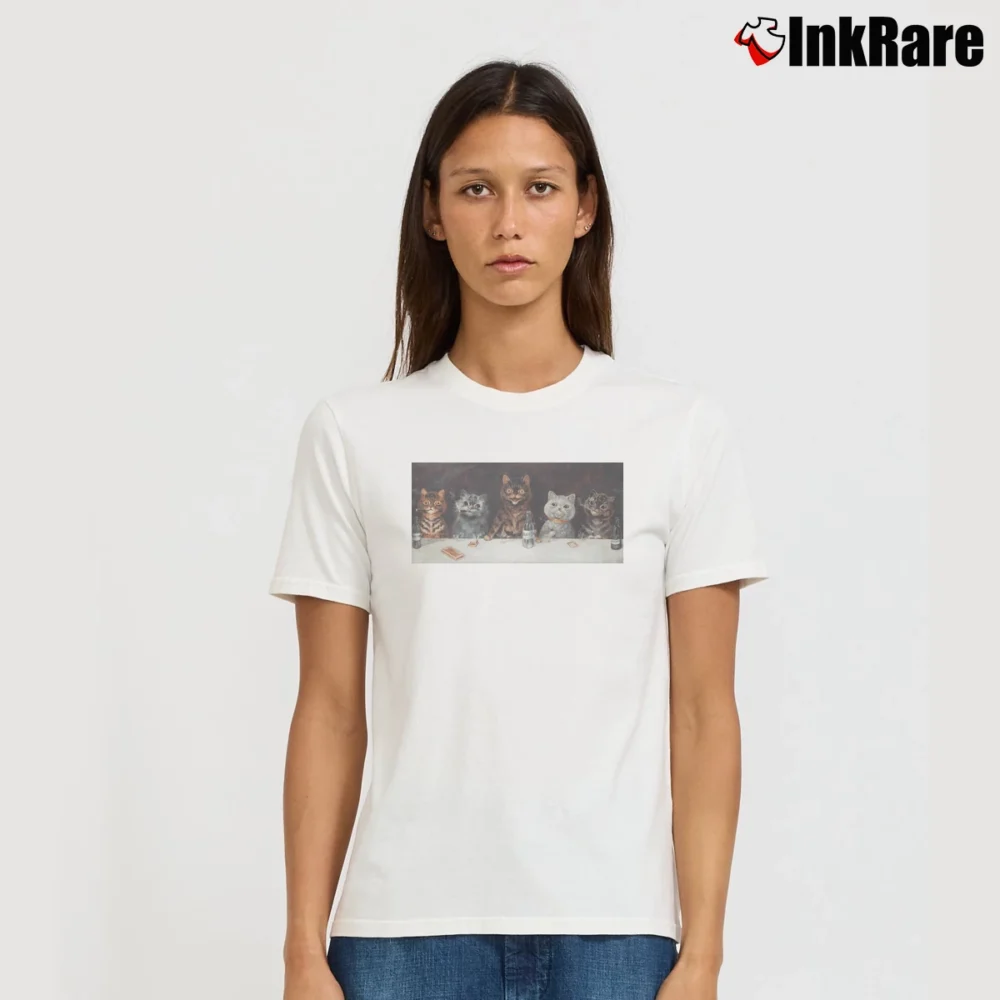 Women’s Louis Wain Cat Art Funny Gift for Cat Lovers Signature T-Shirt in white | Soft, Flattering Fit