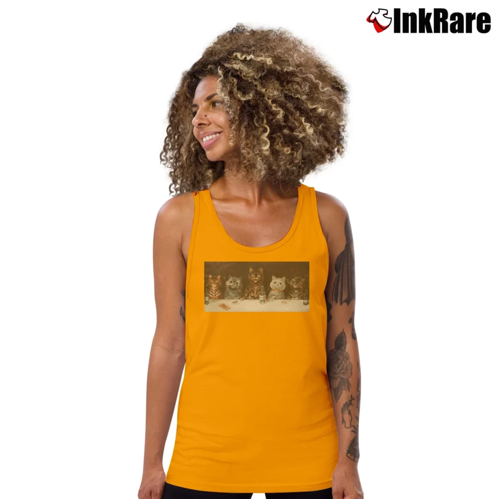 Women’s Louis Wain Cat Art Funny Gift for Cat Lovers Tank Top in orange | Lightweight, Movement-Friendly