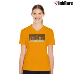 Women’s Louis Wain Cat Art Funny Gift for Cat Lovers V-Neck Tee in orange | Chic Neckline, Soft Texture