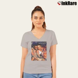 Women’s Love And Basketball Poster V-Neck Tee in sport grey | Chic Neckline, Soft Texture
