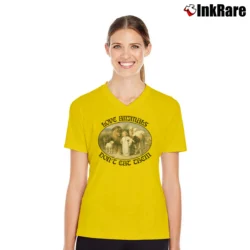 Women’s Love Animals Don't Eat Them Vegan With Lion And Lamb V-Neck Tee in yellow | Chic Neckline, Soft Texture