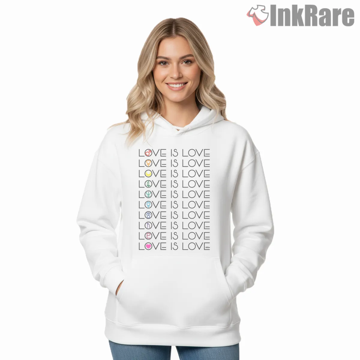 Love Is Love Sailor Moon Pride Typography Shirt on white hoodie for women graphic tee