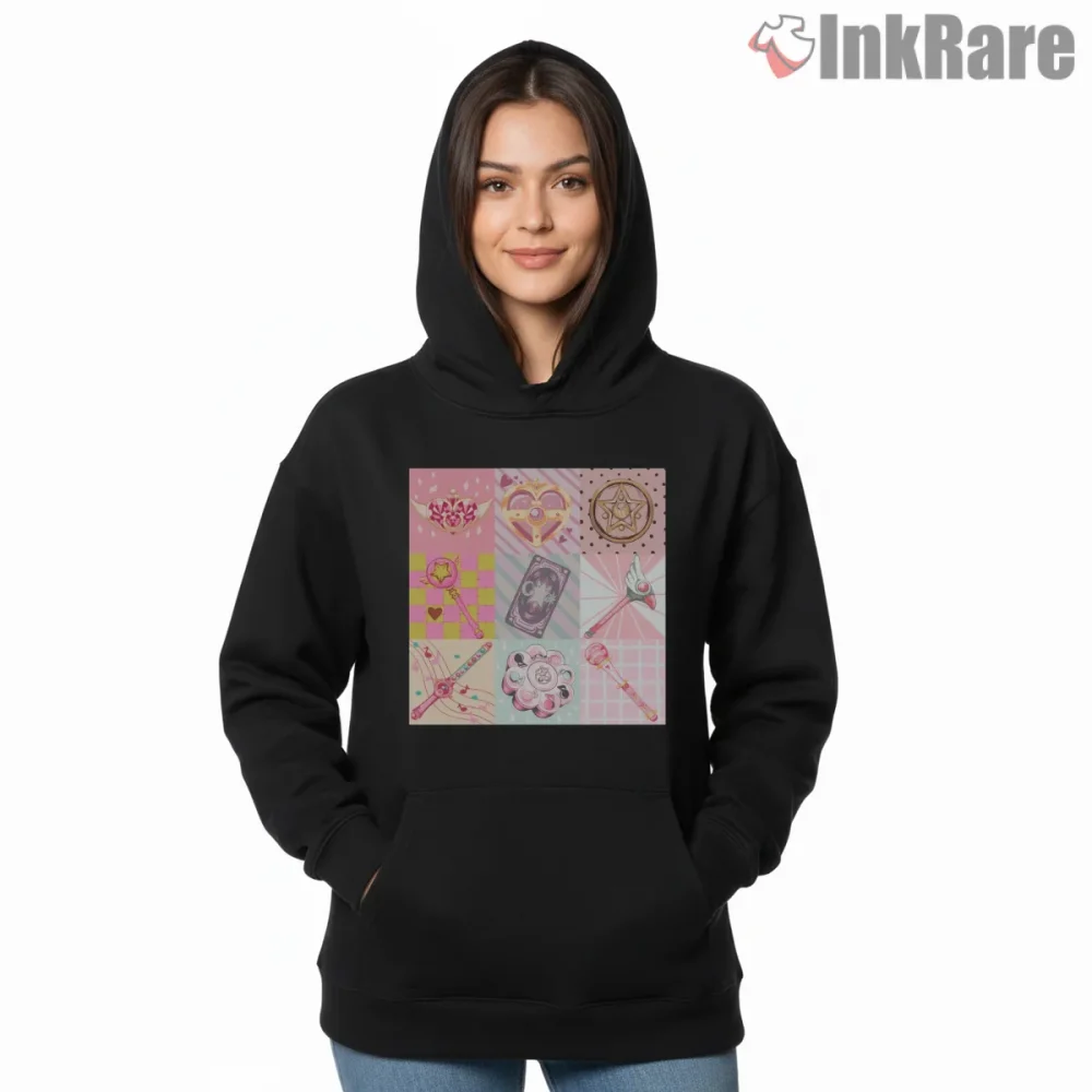 Love Is The Weapon Magical Girl Icon Shirt on black hoodie for women graphic tee