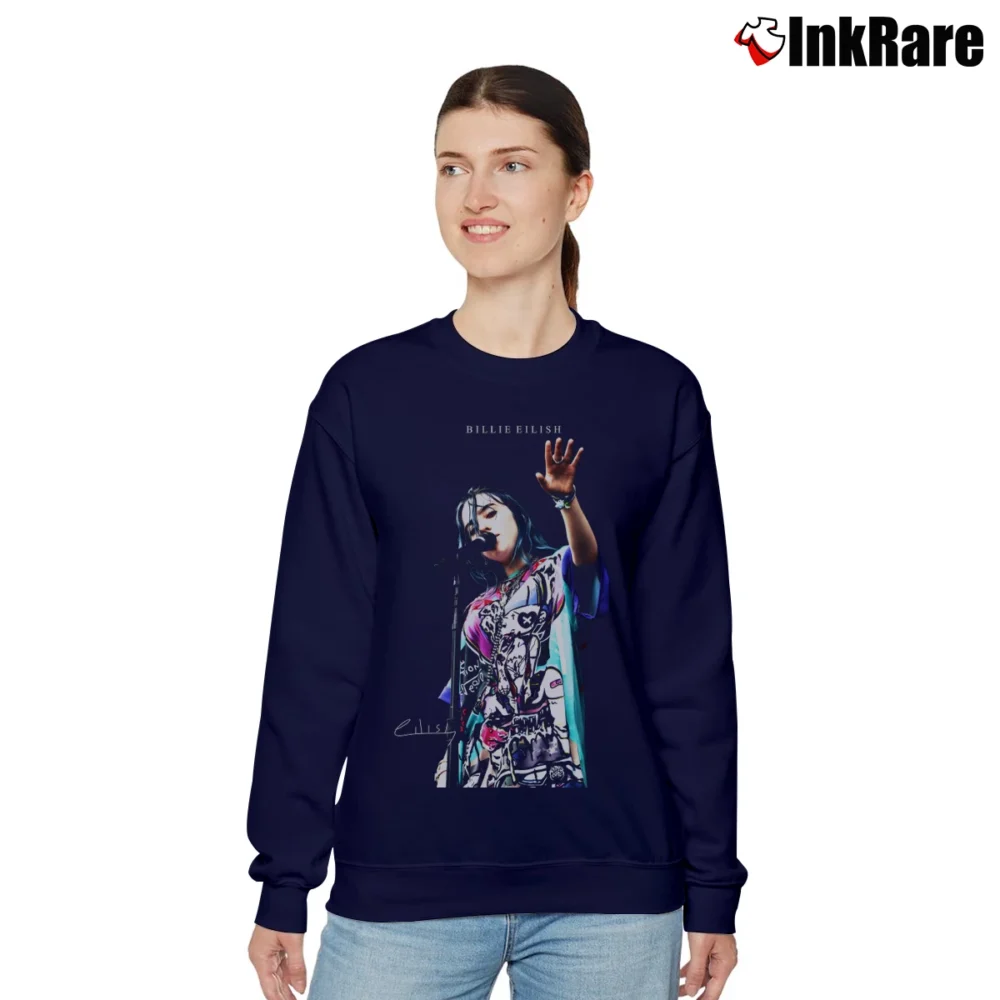 Women’s love of my live billie eilish fan art Relaxed Sweatshirt in navy | Soft, Laid-Back Vibe