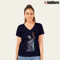 Women’s love of my live billie eilish fan art V-Neck Tee in navy | Chic Neckline, Soft Texture