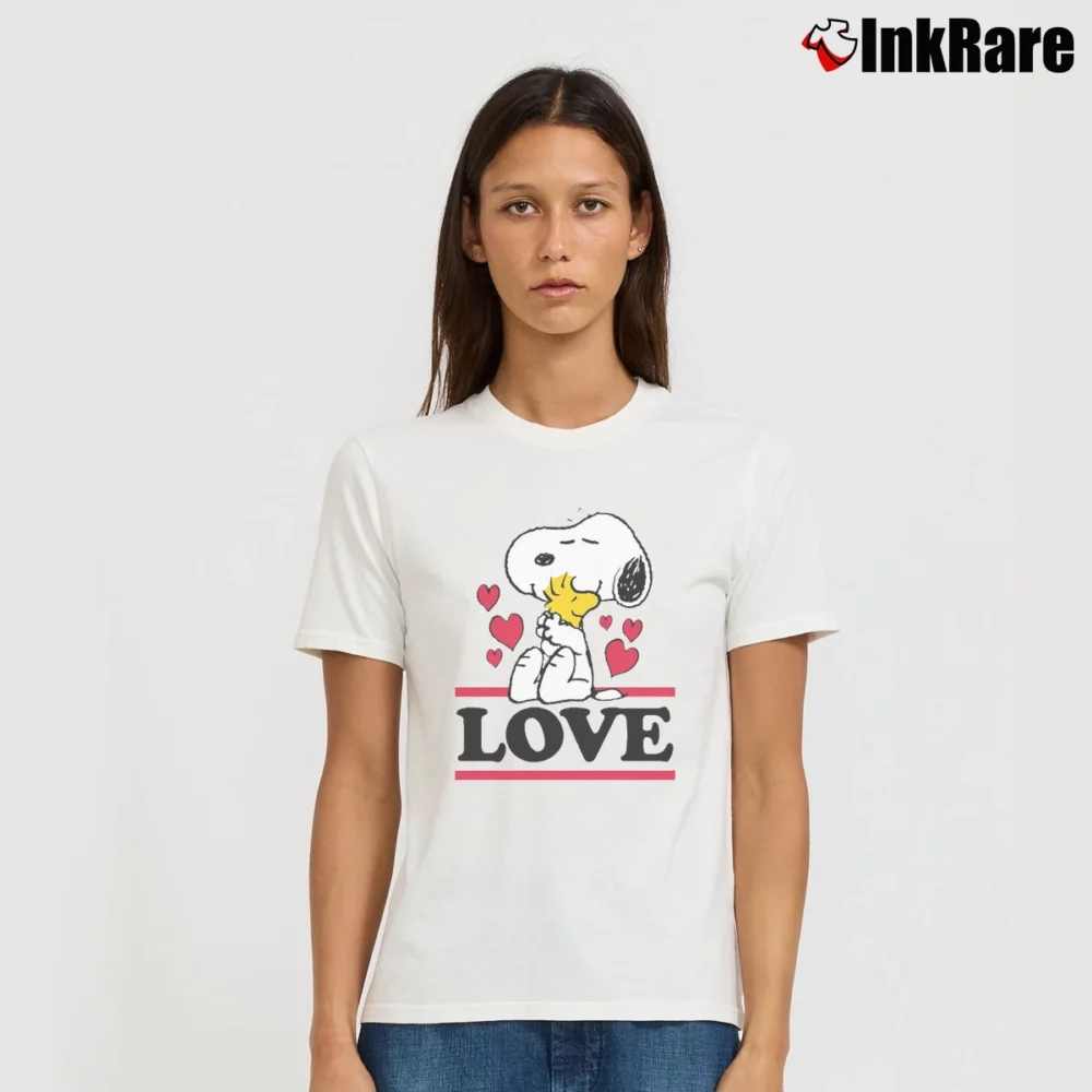 Women’s love snoopy woodstock T-Shirt in white | Soft, Flattering Fit