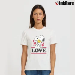 Women’s love snoopy woodstock T-Shirt in white | Soft, Flattering Fit