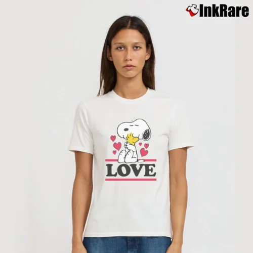 love snoopy woodstock Women’s Tee in white – Effortless Style Women’s love snoopy woodstock T-Shirt in white | Soft, Flattering Fit