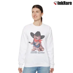 Women’s Love That Country Meowsic Cat Cowboy Graphic Relaxed Sweatshirt in white | Soft, Laid-Back Vibe