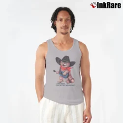Men’s Love That Country Meowsic Cat Cowboy Graphic Tank Top in sport grey | Breathable, Active-Friendly Design