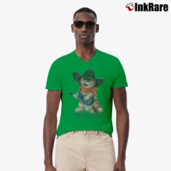 Men’s Love That Country Meowsic Cat Cowboy Graphic V-Neck Tee in irish green | Sharp, Breathable, Everyday Staple