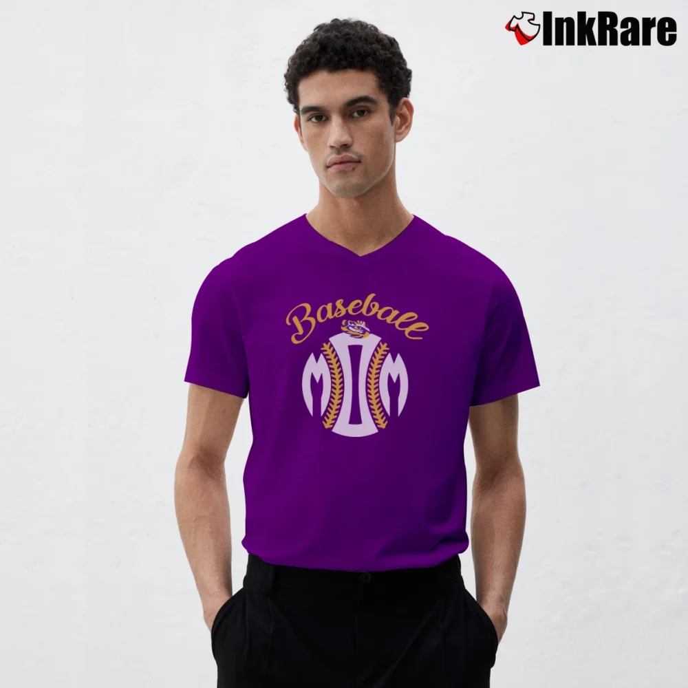 Men’s LSU Tigers Baseball Mom Graphic V-Neck Tee in purple | Sharp, Breathable, Everyday Staple